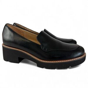 Naturlizer Cabaret Lug Sole Loafers Women's Black Leather Loafers Academia 8.5